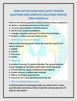 CCMA ACTUAL EXAM 2024 LATEST VERSION  QUESTIONS AND COMPLETE SOLUTIONS VERIFIED  100% GRADED A+