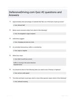 DefensiveDriving.com Quiz #2 questions and Answers