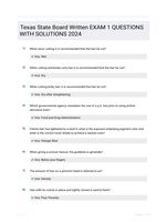 Texas State Board Written EXAM 1 QUESTIONS WITH SOLUTIONS 2024