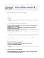 Accounting 1 Midterm 1 Exam Questions & Answers!!