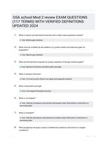 GSA school Mod 2 review EXAM QUESTIONS (117 TERMS) WITH VERIFIED DEFINITIONS UPDATED 2024