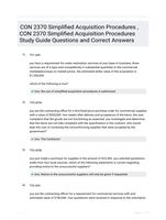 CON 2370 Simplified Acquisition Procedures , CON 2370 Simplified Acquisition Procedures Study Guide Questions and Correct Answers