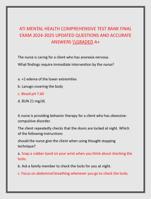 ATI MENTAL HEALTH COMPREHENSIVE TEST BANK FINAL  EXAM 2024-2025 UPDATED QUESTIONS AND ACCURATE  ANSWERS \GRADED A+