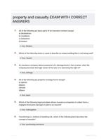 property and casualty EXAM WITH CORRECT  ANSWERS