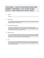 TCM EXAM 1 LATEST EXAM QUESTIONS  AND CORRECT ANSWERS / CALT STUDY  GUIDE LATEST  | 100% COMPLETE  STUDY GUIDE