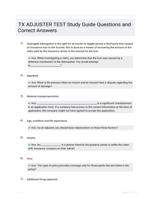 TX ADJUSTER TEST Study Guide Questions and Correct Answers