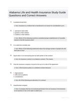 Alabama Life and Health Insurance Study Guide Questions and Correct Answers