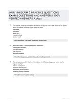 NUR 110 EXAM 2 PRACTICE QUESTIONS EXAMS  QUESTIONS AND ANSWERS 100% VERIFED ANSWERS A.docx