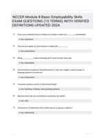 NCCER Module 8 Basic Employability Skills EXAM QUESTIONS (15 TERMS) WITH VERIFIED DEFINITIONS UPDATED 2024