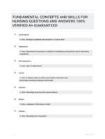 FUNDAMENTAL CONCEPTS AND SKILLS FOR NURSING QUESTIONS AND ANSWERS 100% VERIFIED A+ GUARANTEED