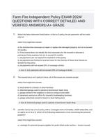 Farm Fire Independent Policy EXAM 2024/QUESTIONS WITH CORRECT DETAILED AND VERIFIED ANSWERS/A+ GRADE