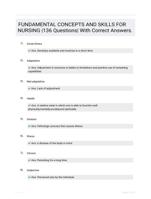 FUNDAMENTAL CONCEPTS AND SKILLS FOR NURSING |136 Questions| With Correct Answers.