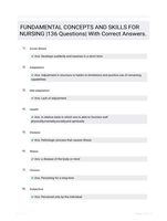 FUNDAMENTAL CONCEPTS AND SKILLS FOR NURSING |136 Questions| With Correct Answers.