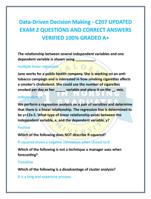 Data-Driven Decision Making - C207 UPDATED  EXAM 2 QUESTIONS AND CORRECT ANSWERS  VERIFIED 100%