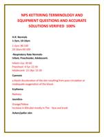 NPS KETTERING TERMINOLOGY AND  EQUIPMENT QUESTIONS AND ACCURATE  SOLUTIONS VERIFIED