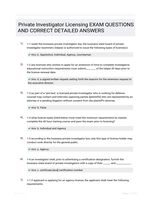 Private Investigator Licensing EXAM QUESTIONS AND CORRECT  DETAILED ANSWERS