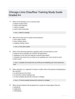 Chicago Limo Chauffeur Training Study Guide Graded A+