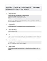 Aquifer EXAM WITH 100% VERIFIED ANSWERS GUARANTEED PASS + A GRADE