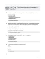 ABSC 100 Final Exam questions and Answers | 100% Verrified