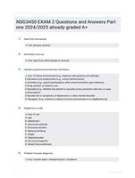 NSG3450 EXAM 2  Questions and Answers Part one 2024/2025  already graded A+