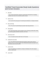 Certified Travel Associate Study Guide Questions and Correct Answers