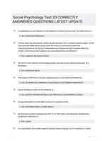 Social Psychology Test 20 CORRECTLY ANSWERED QUESTIONS LATEST UPDATE