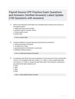 Payroll Source CPP Practice Exam Questions and Answers (Verified Answers) Latest Update  (100 Questions with answers)