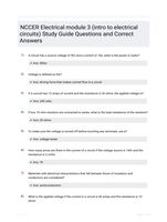 NCCER Electrical module 3 (intro to electrical circuits) Study Guide Questions and Correct Answers