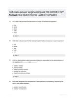 3rd class power engineering A2 98 CORRECTLY ANSWERED QUESTIONS LATEST UPDATE