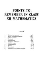 MATHS FORMULA AND NOTES CLASS 12TH ISC & CBSE