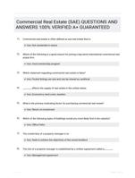 Commercial Real Estate (SAE) QUESTIONS AND ANSWERS 100% VERIFIED A+ GUARANTEED