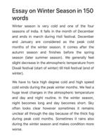 essay on winter season 100words