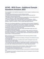 ACHE - BOG Exam - Additional Sample Questions Answers 2023