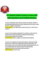 ATI Mental Health Practice A Exam with NGN Questions and Verified Answers.