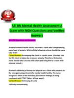 ATI RN Mental Health Assessment A Exam with NGN Questions and Verified Answers