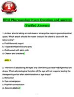 HESI Pharmacology Exam Questions and Answers (Verified Answers)