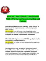 Texas All Lines Adjuster Exam Questions With 100% Correct Answers | Verifier And Updated.