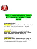 Texas All Lines Adjuster Exam Questions With 100% Correct Answers | Verified Updated