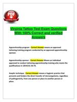 Virginia Tattoo Test Exam Questions With 100% Correct and verified Answers