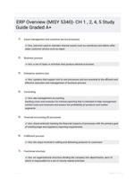 ERP Overview (MISY 5340)- CH 1 , 2, 4, 5 Study Guide Graded A+