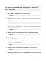 NFHS Basketball Rules Exam Part I Questions and Answers