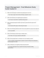 Project Management - Final Milestone Study Guide Graded A+