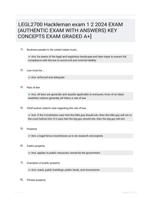 LEGL2700 Hackleman exam 1 2 2024 EXAM (AUTHENTIC EXAM WITH ANSWERS) KEY CONCEPTS EXAM GRADED A+]