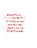 HESI PN LPN FUNDA MENTALS EXAM Questions and Answers Latest Updated 2024 (Verified).