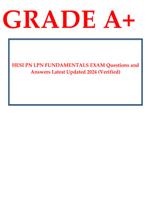 HESI PN LPN FUNDA MENTALS EXAM Questions and Answers Latest Updated 2024 (Verified).