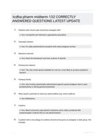 tcdha pharm midterm 132 CORRECTLY ANSWERED QUESTIONS LATEST UPDATE