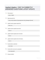 Applied Algebra - C957 24 CORRECTLY ANSWERED QUESTIONS LATEST UPDATE