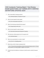 CSX Conductor Training Week 1 Test Review EXAM QUESTIONS (107 TERMS) WITH VERIFIED DEFINITIONS UPDATED 2024