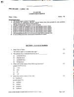 Class 12 Computer Science Preboard 1 paper