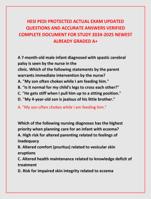 HESI PEDI PROTECTED ACTUAL EXAM UPDATED  QUESTIONS AND ACCURATE ANSWERS VERIFIED  COMPLETE DOCUMENT FOR STUDY 2024-2025